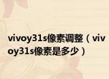 vivoy31s像素调整（vivoy31s像素是多少）