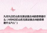 九月九日忆山东兄弟这首古诗的意思是什么（9月9日忆山东兄弟这首古诗的意思是什么?\