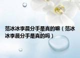 范冰冰李晨分手是真的嘛（范冰冰李晨分手是真的吗）