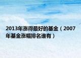 2013年涨得最好的基金（2007年基金涨幅排名谁有）