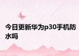 今日更新华为p30手机防水吗