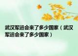 武汉军运会来了多少国家（武汉军运会来了多少国家）