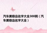汽车美容店名字大全300例（汽车美容店名字大全）