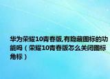 华为荣耀10青春版,有隐藏图标的功能吗（荣耀10青春版怎么关闭图标角标）