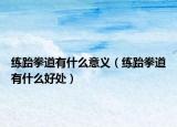 练跆拳道有什么意义（练跆拳道有什么好处）