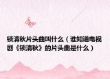 锁清秋片头曲叫什么（谁知道电视剧《锁清秋》的片头曲是什么）
