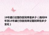 19年建行定期存款利率是多少（请问09年到15年建行存款利率定期利率有多少变化）