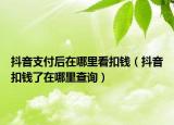 抖音支付后在哪里看扣钱（抖音扣钱了在哪里查询）