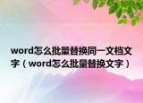 word怎么批量替换同一文档文字（word怎么批量替换文字）