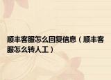顺丰客服怎么回复信息（顺丰客服怎么转人工）