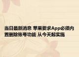当日最新消息 苹果要求App必须内置删除账号功能 从今天起实施