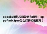 oppok3相机权限设置在哪里（oppofindx3pro怎么打开相机权限）