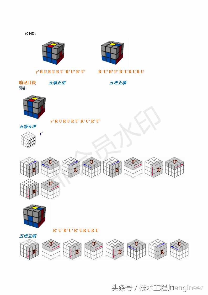 简单易学的还原魔方的常用口诀公式及图解