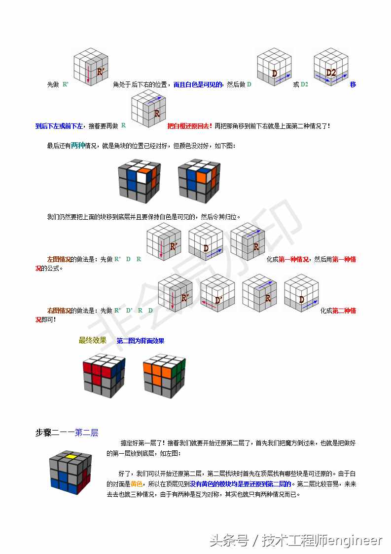 简单易学的还原魔方的常用口诀公式及图解