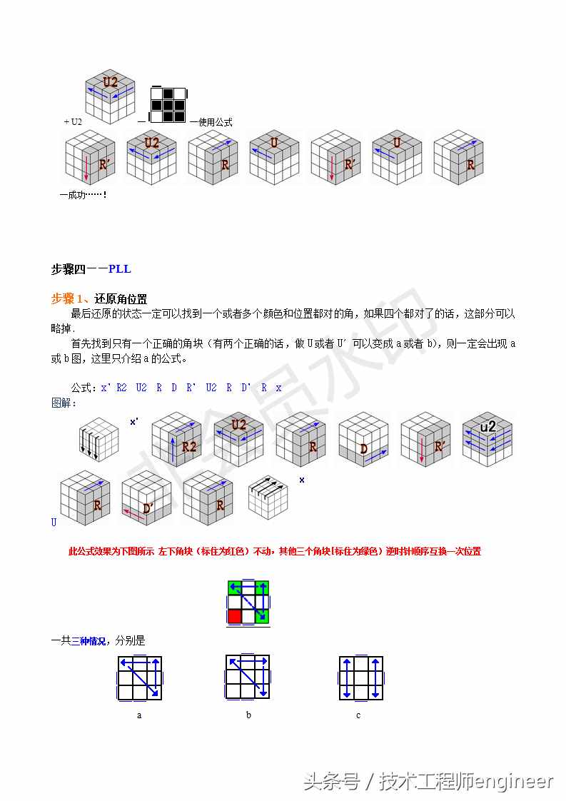 简单易学的还原魔方的常用口诀公式及图解