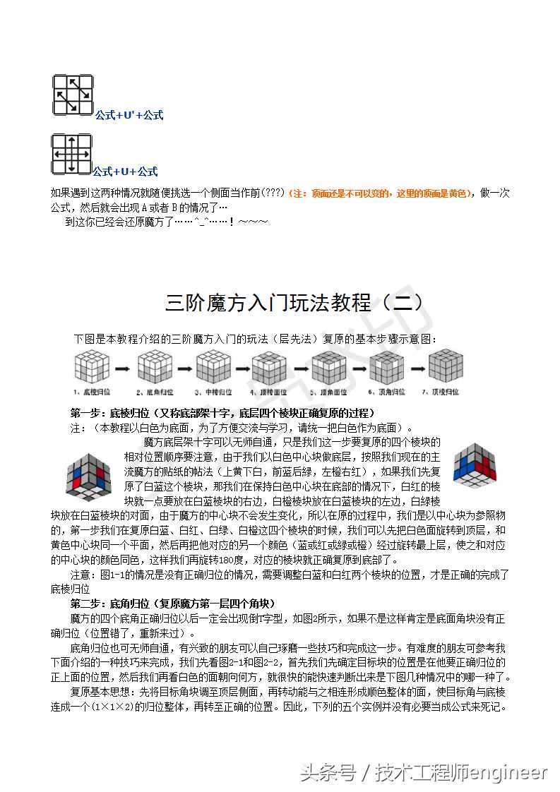 简单易学的还原魔方的常用口诀公式及图解