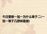 今日更新一加一为什么等于二(一加一等于几撩妹套路)