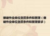 爆破作业单位资质条件和管理（爆破作业单位资质条件和管理要求）