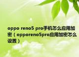 oppo reno5 pro手机怎么应用加密（opporeno5pro应用加密怎么设置）