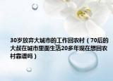 30岁放弃大城市的工作回农村（70后的大叔在城市里面生活20多年现在想回农村靠谱吗）