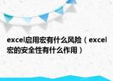 excel启用宏有什么风险（excel宏的安全性有什么作用）