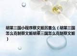 胡莱三国小程序蔡文姬厉害么（胡莱三国怎么克制蔡文姬胡莱三国怎么克制蔡文姬）
