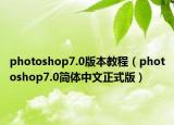 photoshop7.0版本教程（photoshop7.0简体中文正式版）