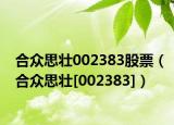 合众思壮002383股票（合众思壮[002383]）