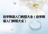 自学韩语入门教程大全（自学韩语入门教程大全）