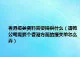 香港报关资料需要提供什么（请教公司需要个香港方面的报关单怎么弄）