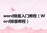 word排版入门教程（Word排版教程）