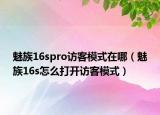 魅族16spro访客模式在哪（魅族16s怎么打开访客模式）