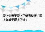 爱上你等于爱上了错完整版（爱上你等于爱上了错）