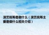 演艺统筹是做什么（演艺统筹主要是做什么相关介绍）