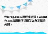 wscreg.exe应用程序错误（wscntfy.exe应用程序错误怎么办怎取消关闭）