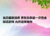 当日最新消息 京东白条能一次性全部还款吗 允许这样操作
