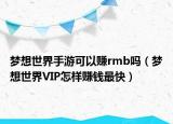 梦想世界手游可以赚rmb吗（梦想世界VIP怎样赚钱最快）