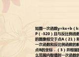 如图一次函数y=kx+b（k≠0）的图象过点P（-320）且与反比例函数y=mx（m≠0）的图象相交于点A（21）和点B．（1）求一次函数和反比例函数的解析式；（2）求点B的坐标．（3）并根据图象回答当x在什么范围内取值时一次函数的函数值小于反比例函数的函数值（