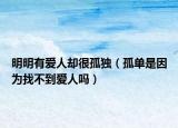 明明有爱人却很孤独（孤单是因为找不到爱人吗）