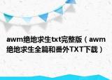 awm绝地求生txt完整版（awm绝地求生全篇和番外TXT下载）