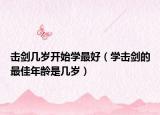 击剑几岁开始学最好（学击剑的最佳年龄是几岁）