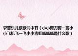 求音乐儿歌歌词中有（小小剪刀剪一剪小小飞机飞一飞小小青蛙呱呱呱是什么歌）
