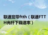 联通宽带ftth（联通FTTH光纤下载速率）