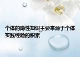 个体的隐性知识主要来源于个体实践经验的积累