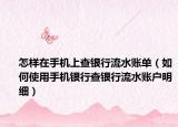怎样在手机上查银行流水账单（如何使用手机银行查银行流水账户明细）