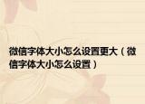 微信字体大小怎么设置更大（微信字体大小怎么设置）