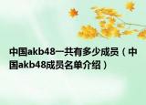 中国akb48一共有多少成员（中国akb48成员名单介绍）