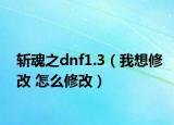 斩魂之dnf1.3（我想修改 怎么修改）