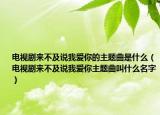 电视剧来不及说我爱你的主题曲是什么（电视剧来不及说我爱你主题曲叫什么名字）