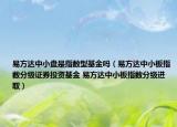 易方达中小盘是指数型基金吗（易方达中小板指数分级证券投资基金 易方达中小板指数分级进取）